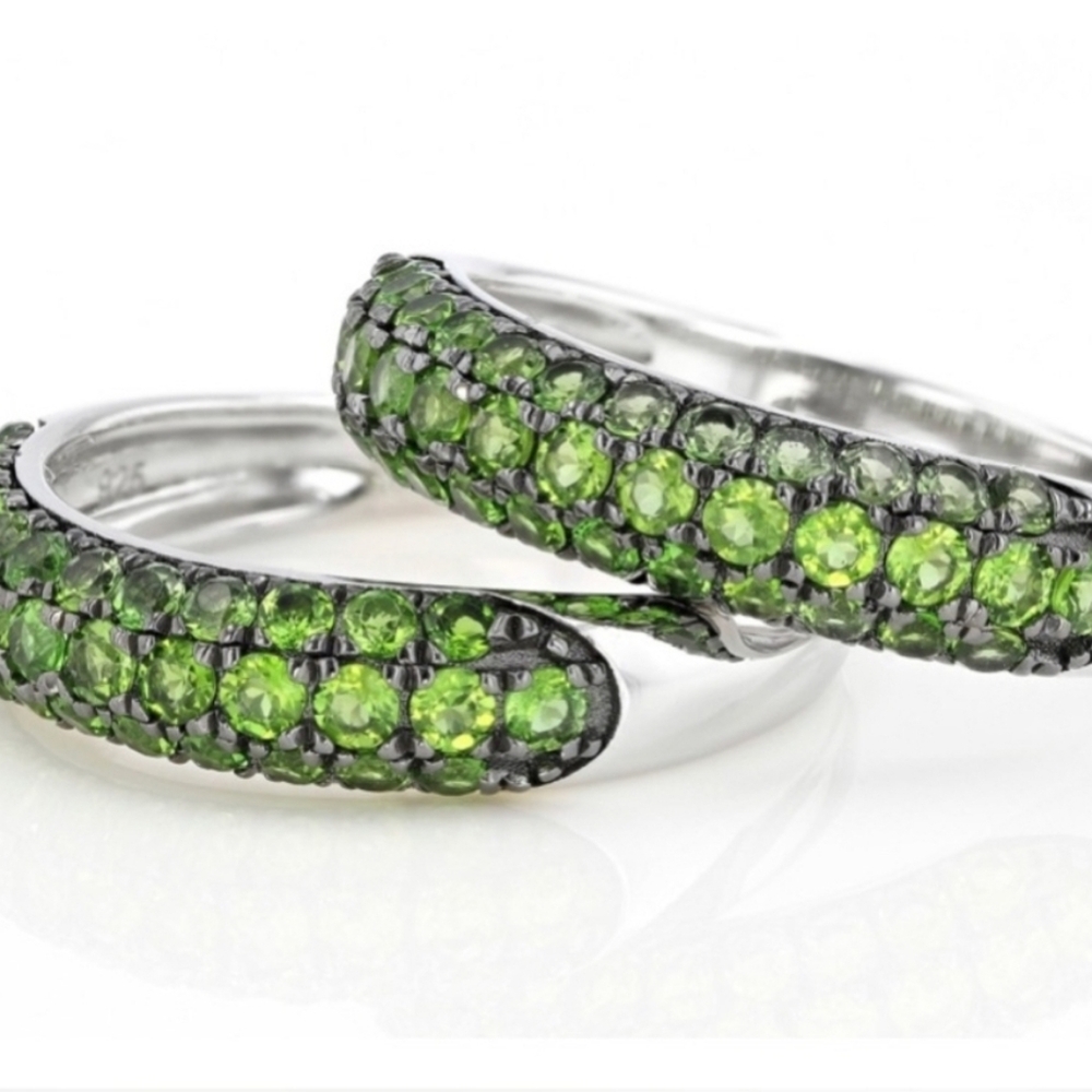 Genuine Two Chrome Diopside Rings Sterling Silver Size 8 - Picture 4 of 10